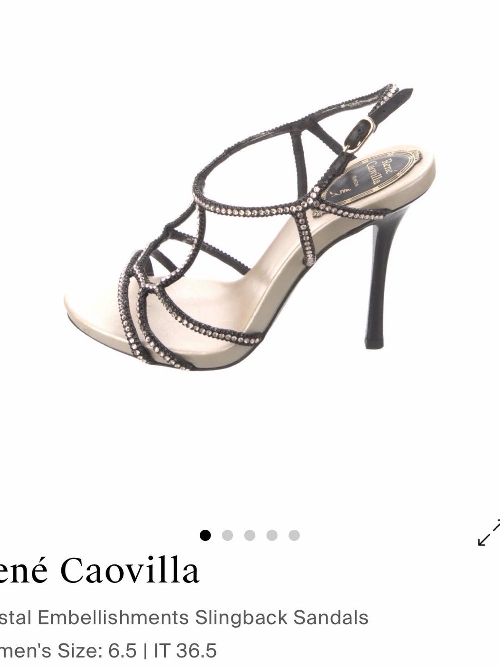 Rene Caovilla Black Crystal-Embellished Strappy Slingback Sandals